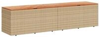 vidaXL Gartentruhe Beige 220x50x54 cm Poly Rattan Akazienholz