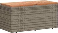 vidaXL Gartentruhe Grau 110x50x54 cm Poly Rattan Akazienholz