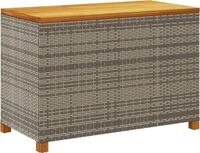 Gartentruhe Grau 110x55x63 cm Poly Rattan Akazienholz