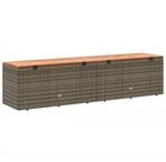 vidaXL Gartentruhe Grau 220x50x54 cm Poly Rattan Akazienholz