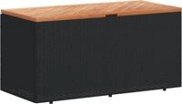 vidaXL Gartentruhe Schwarz 110x50x54 cm Poly Rattan Akazienholz