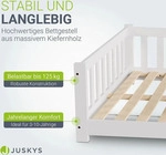 Juskys Kinderbett Naya 120x200 cm mit Matratze, Rausfallschutz & Lattenrost - Holz