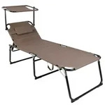 XXL Aluminium Gartenliege taupe mit Dach L200xB70cm - Silber