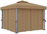 vidaXL Pavillon mit Vorhang 3x3 m Taupe Aluminium