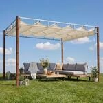 Pergola MCW-L42, Garten Pavillon Terrassen&uuml;berdachung, stabiles 7cm-Metall-Gestell