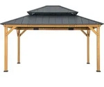 Sunjoy Zedernholz Gazebo / Pavillon 4x4 TRIVOR - 390cm x 450cm, anthrazit -