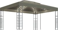 vidaXL Pavillon mit LED-Lichterkette 3x4 m Taupe