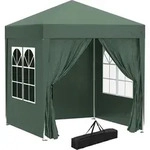 Outsunny Pavillon 2x2m Faltpavillon 4 Seitenw&auml;nde mit Fenster Tragetasche...
