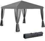 Outsunny Faltpavillon Pavillon Faltzelt Garten mit Seitenw&auml;nden 3x3m Hellgrau -