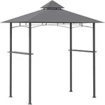 Outsunny Grillpavillon Gartenzelt Grill Pavillon Doppeldach 2,52m Grau - Grau/Schwarz