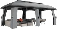 Outsunny Gartenpavillon 3x6m Partyzelt mit Doppeldach Bierzelt mit Fliegennetzen