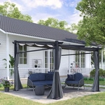 Outsunny Pergola 2,97 x 2,95 m Gartenpavillon mit Sonnendach, Seitenteilen -