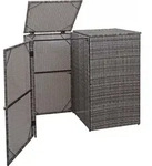 2er-M&uuml;lltonnenverkleidung MCW-E25, M&uuml;lltonnenbox M&uuml;lltonnenabdeckung, Poly-Rattan