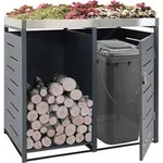 1er-M&uuml;lltonnenverkleidung mit Brennholzlager MCW-H40, M&uuml;lltonnenbox, 125x130x80cm