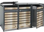 3er M&uuml;lltonnenverkleidung MCW-J81, M&uuml;lltonnenbox, erweiterbar, Metall 82kg,