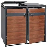 2er M&uuml;lltonnenverkleidung MCW-J82, M&uuml;lltonnenbox, erweiterbar, Metall 50kg,