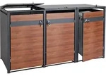3er M&uuml;lltonnenverkleidung MCW-J82, M&uuml;lltonnenbox, erweiterbar, Metall 80kg,