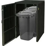 XL 1er-/2er-WPC-M&uuml;lltonnenverkleidung MCW-J28, Premium M&uuml;lltonnenbox, Metall