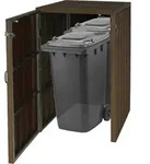 XL 1er-/2er-WPC-M&uuml;lltonnenverkleidung MCW-J28, Premium M&uuml;lltonnenbox, Metall