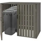 XL 2er-/4er-WPC-M&uuml;lltonnenverkleidung MCW-J28, M&uuml;lltonnenbox, Metall Holzoptik,