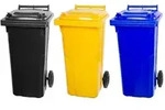 SuperSparSet 3x PROREGAL 2-Rad-M&uuml;lltonne MGB | HDPE-Kunststoff | 120 Liter