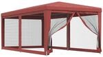 vidaXL Partyzelt mit 6 Mesh-Seitenw&auml;nden Rot 3x6 m HDPE