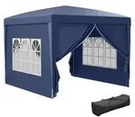 Outsunny Pavillon 2,95x2,95m Faltpavillon 4 Seitenw&auml;nde mit Fenster Tragetasche -
