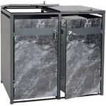 2er M&uuml;lltonnenverkleidung MCW-J82, M&uuml;lltonnenbox, erweiterbar, Metall 50kg,