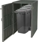 XL 1er-/2er-WPC-M&uuml;lltonnenverkleidung MCW-J28, Premium M&uuml;lltonnenbox, Metall