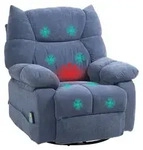 HOMCOM Relaxsessel mit Massagefunktion Fernsehsessel mit W&auml;rmfunktion - Blau