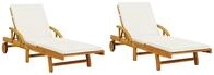 vidaXL Sonnenliegen 2 Stk. mit Auflagen 200x68x83 cm Massivholz Akazie