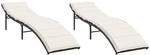 vidaXL Sonnenliegen 2 Stk. mit Auflagen Braun Poly Rattan