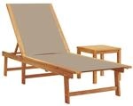 vidaXL Sonnenliege mit Tisch Taupe Massivholz Akazie und Textilene