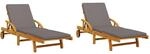 vidaXL Sonnenliegen 2 Stk. mit Auflagen 200x68x83 cm Massivholz Akazie