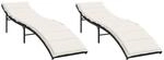vidaXL Sonnenliegen 2 Stk. mit Auflagen Schwarz Poly Rattan
