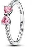 PANDORA Timeless Damenring Schleife aus 925er Silber, Zirkonia - Rosa/Transparent -