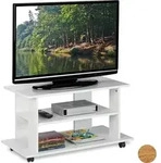 Relaxdays TV Board mit Rollen, 2 F&auml;cher f&uuml;r Fernseher, Konsole & Receiver,