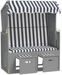 Strandkorb mit Dach Poly Rattan & Massivholz