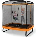 COSTWAY 2 in 1 Kindertrampolin mit Schaukel, Gartentrampolin rechteckig mit