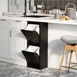 M&uuml;lltrennschrank 'Sollentuna' mit 2 Kippf&auml;chern Metall 2 x 14 L Eimer Schwarz...