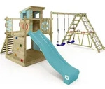 Kletterturm Wickey Smart Surf mit Rutsche und Kletteranbau in Himmelblau -...