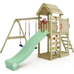 Spielturm Wickey MultiFlyer mit Holzdach und Schaukel in Hellgr&uuml;n - Gr&uuml;n
