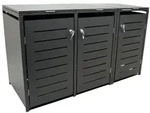 DEGAMO M&uuml;lltonnenbox klein 3er K&Ouml;LN 175x62x102cm f&uuml;r Tonnen 120 Liter, grau -