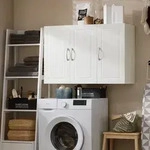 SoBuy FRG231-L-W H&auml;ngeschrank Badschrank mit drei T&uuml;ren K&uuml;chenschrank