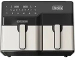 Black & Decker BXAF9000E Doppel-Hei&szlig;luftfritteuse 9L edels./schw. - Schwarz/Silber