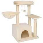 lionto Kompakt-Kratzbaum 85 cm, platzsparender Katzenbaum mit Spielball, Sisalstamm &