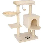 lionto Kratzbaum 93 cm mit H&ouml;hle, Liegemulde, Spielball & Sisalst&auml;mmen, kompakter