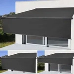 Elektrische Vollkassetten-Markise H124, 5x3m ausfahrbarer Volant Polyester anthrazit,