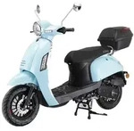 Motorroller Massimo 50ccm 45km/h Euro 5, babyblau mit Top Case GT Union - Sitzbank