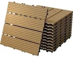 ECD Germany WPC Terrassenfliesen, 30x30 cm, 55er Spar Set f&uuml;r 5m2, Teak in